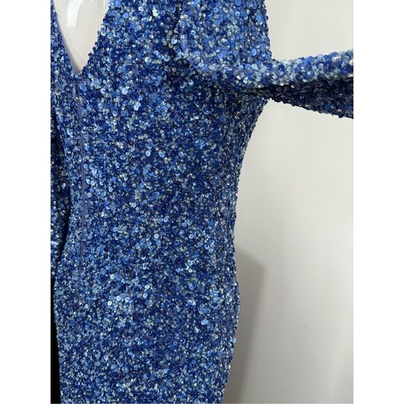 THEIA Three-Quarter Sleeve Sequin Sheath Gown US Size 6 $1400 - Picture 11 of 15